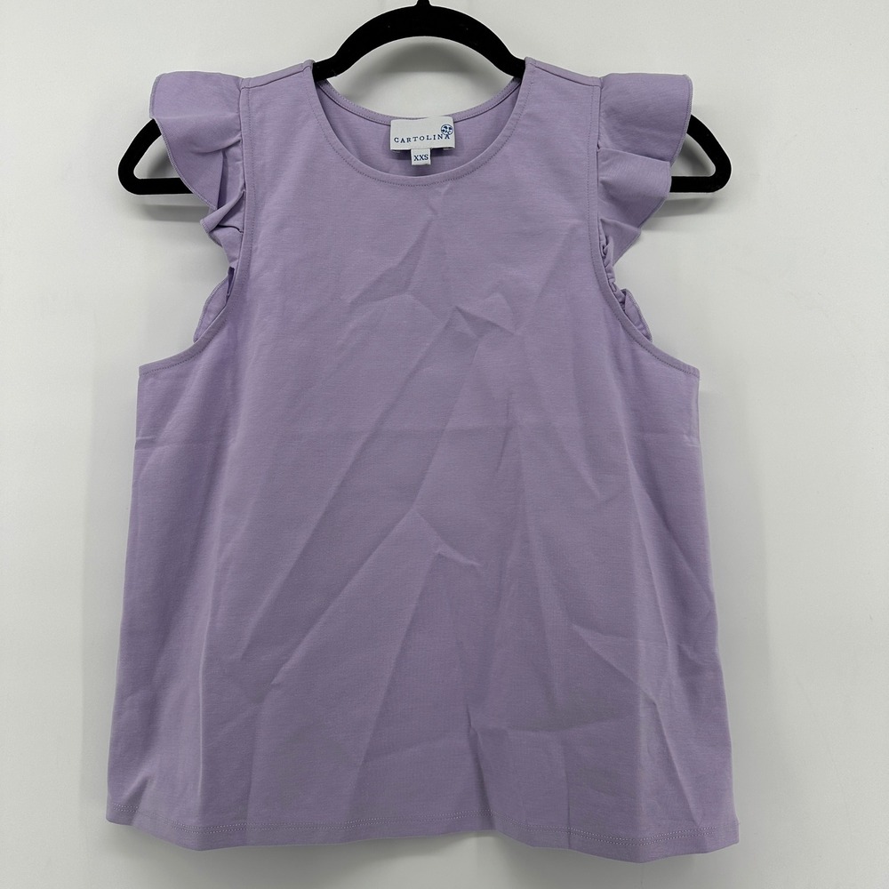 Cartolina Purple Naomi Ruffle Shoulder Sleeveless Knit Top SP241451T-CNS XXS
